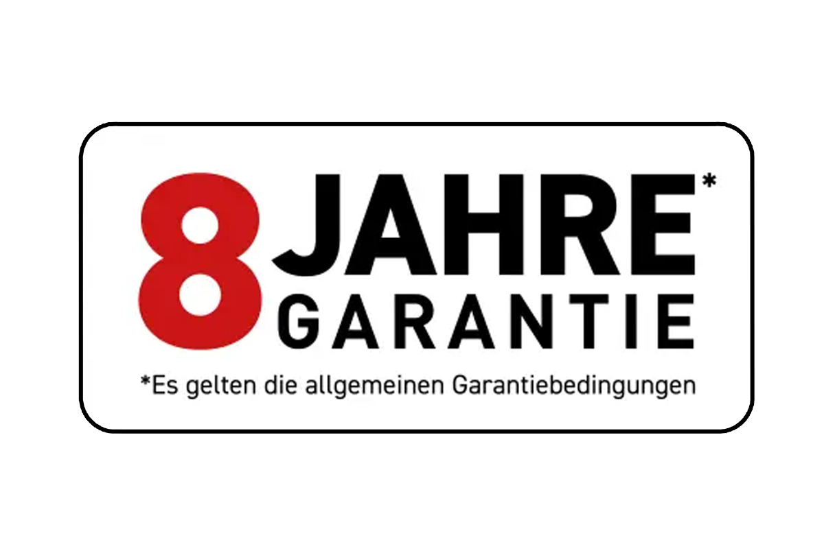 8 Jahre Garantie